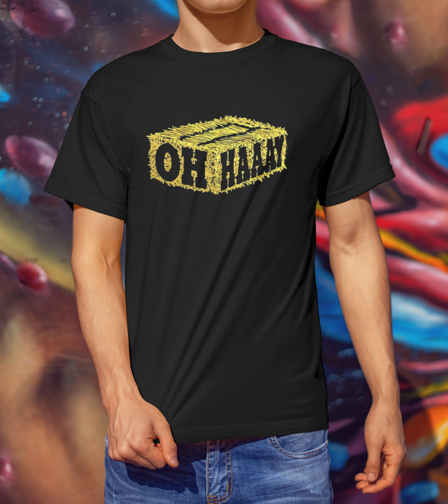 Oh Haaay Straw Iconic Yellow Hay Block Humor T-Shirt