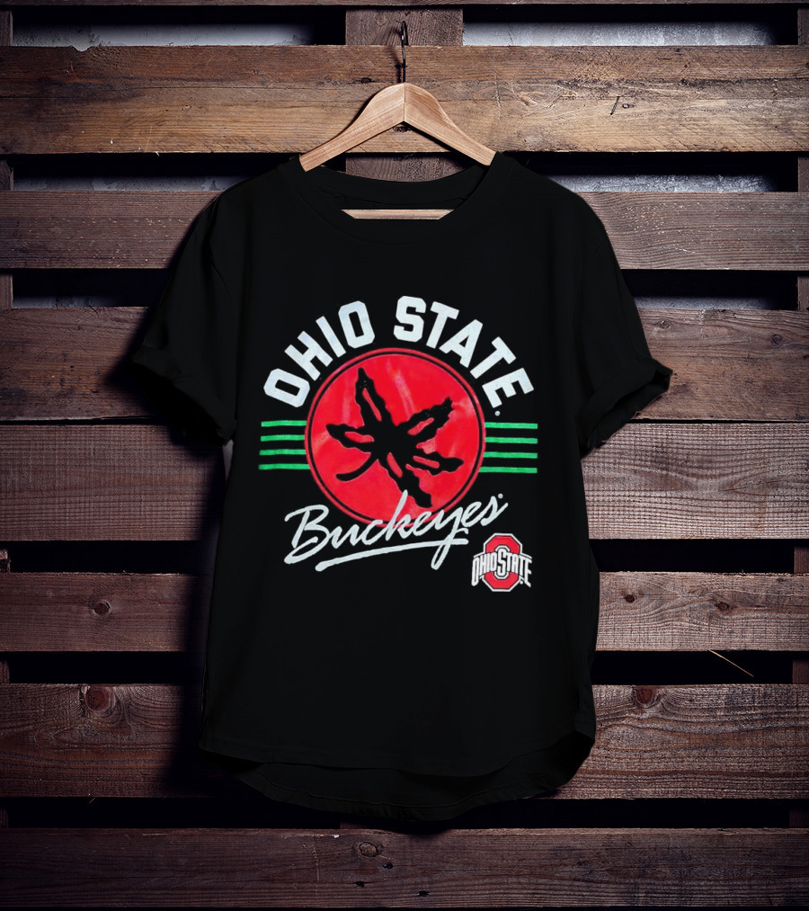 Ohio State Buckeyes Leaf Logo Red Circle Emblem Mark T-Shirt