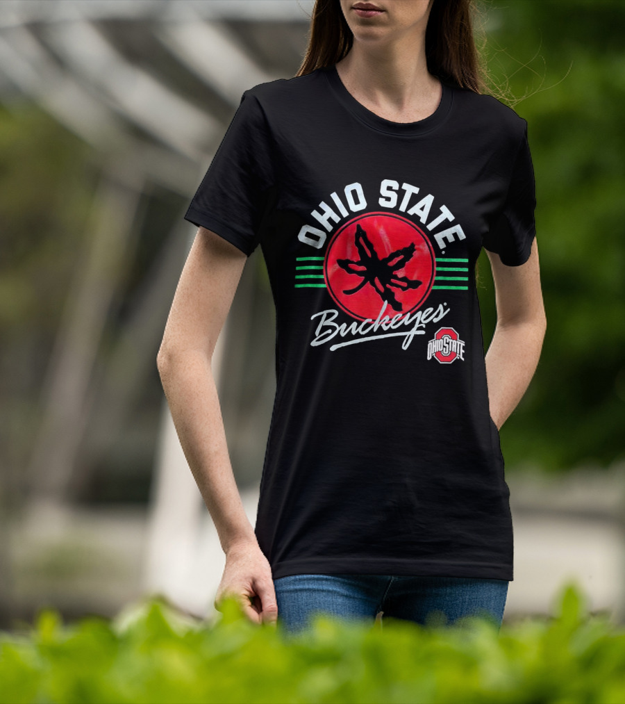 Ohio State Buckeyes Leaf Logo Red Circle Emblem Mark T-Shirt