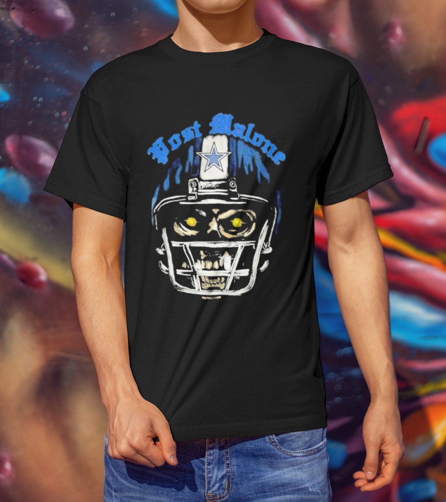 Post Malone Dallas Cowboys Skull Helmet T-Shirt