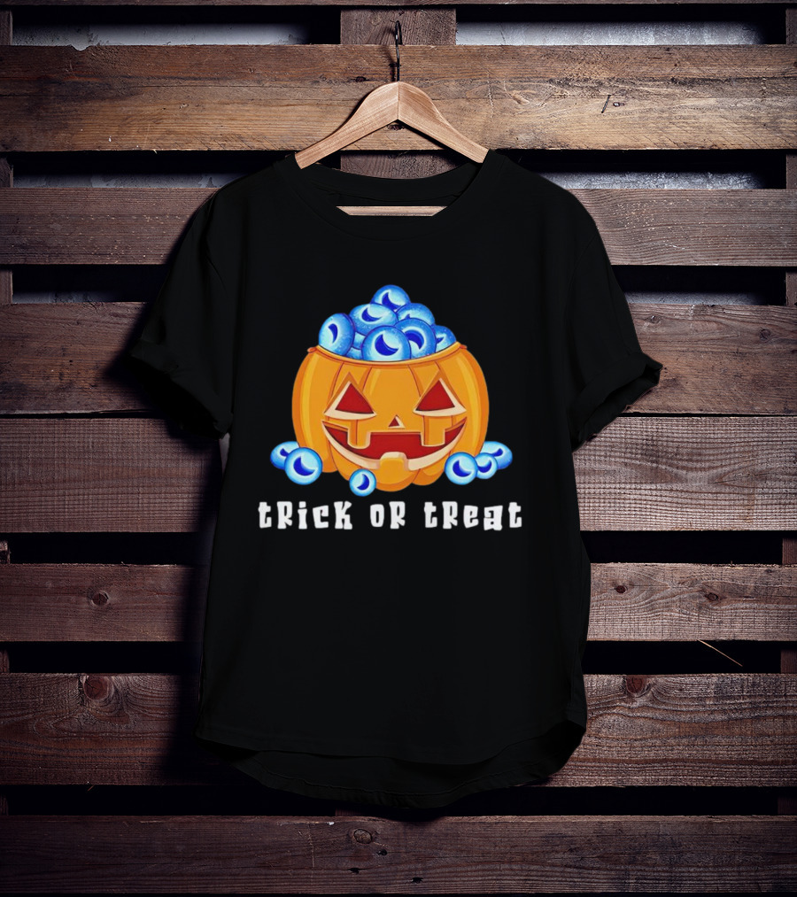 Trick Or Treat Pumpkin With Blue Eyeballs T-Shirt