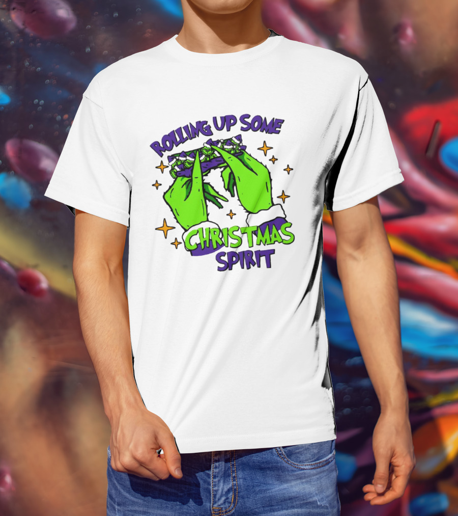 Rolling Up Some Christmas Spirit With Purple Grinch Hand T-Shirt