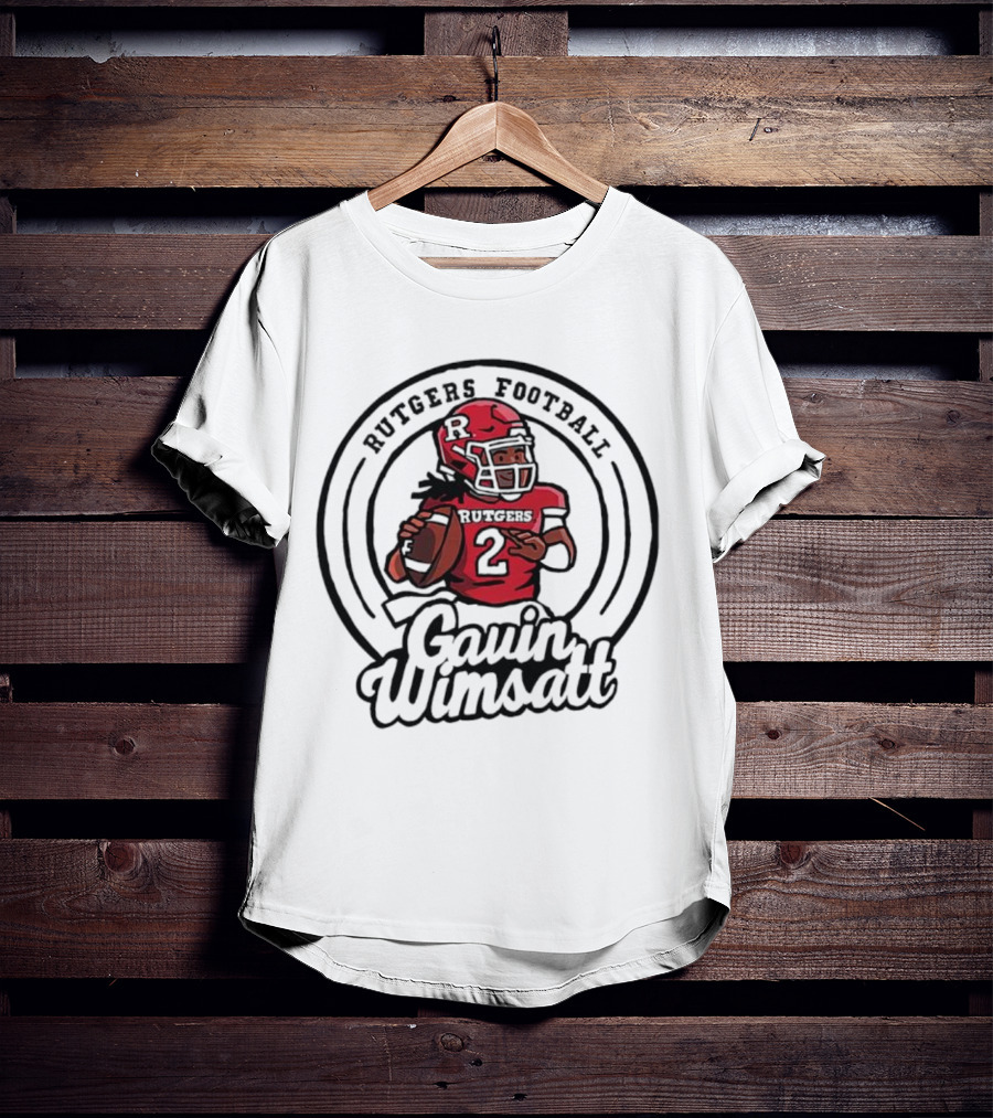 Rutgers Football Gavin Wimsatt Number 2 Player Cartoon T-Shirt