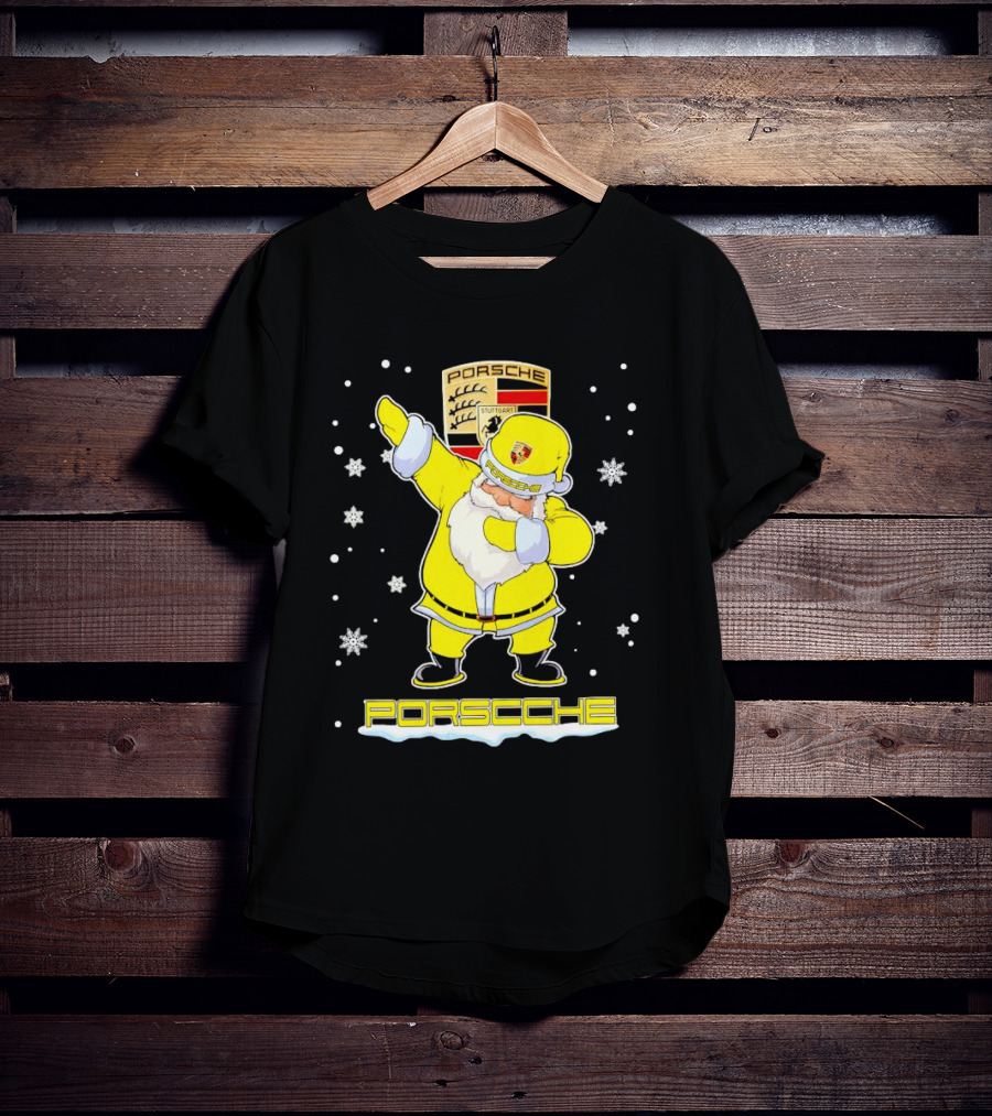 Porsche Santa Claus Dabbing Christmas Snowflakes T-Shirt