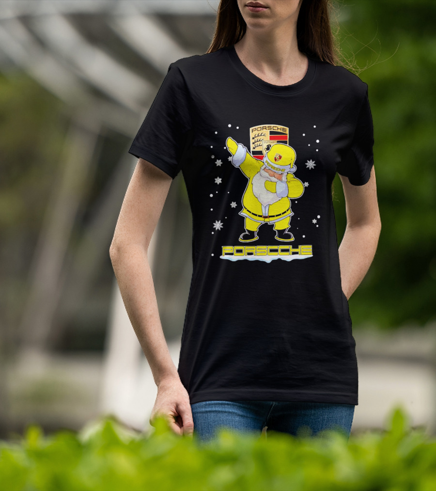 Porsche Santa Claus Dabbing Christmas Snowflakes T-Shirt