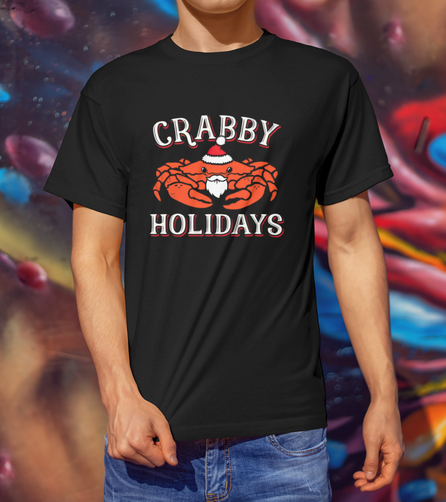 Crabby Holidays Santa Christmas Crab T-Shirt
