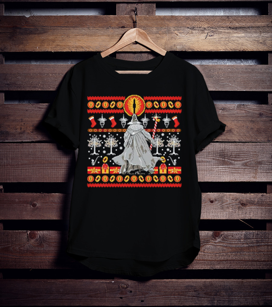 The Lord Of The Rings Eye Sauron Gandalf Christmas Tree Gifts Ugly T-Shirt