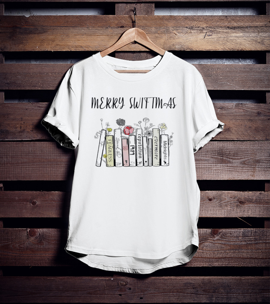 Merry Swiftmas Fearless Red Reputation Evermore Midnights Books Christmas T-Shirt