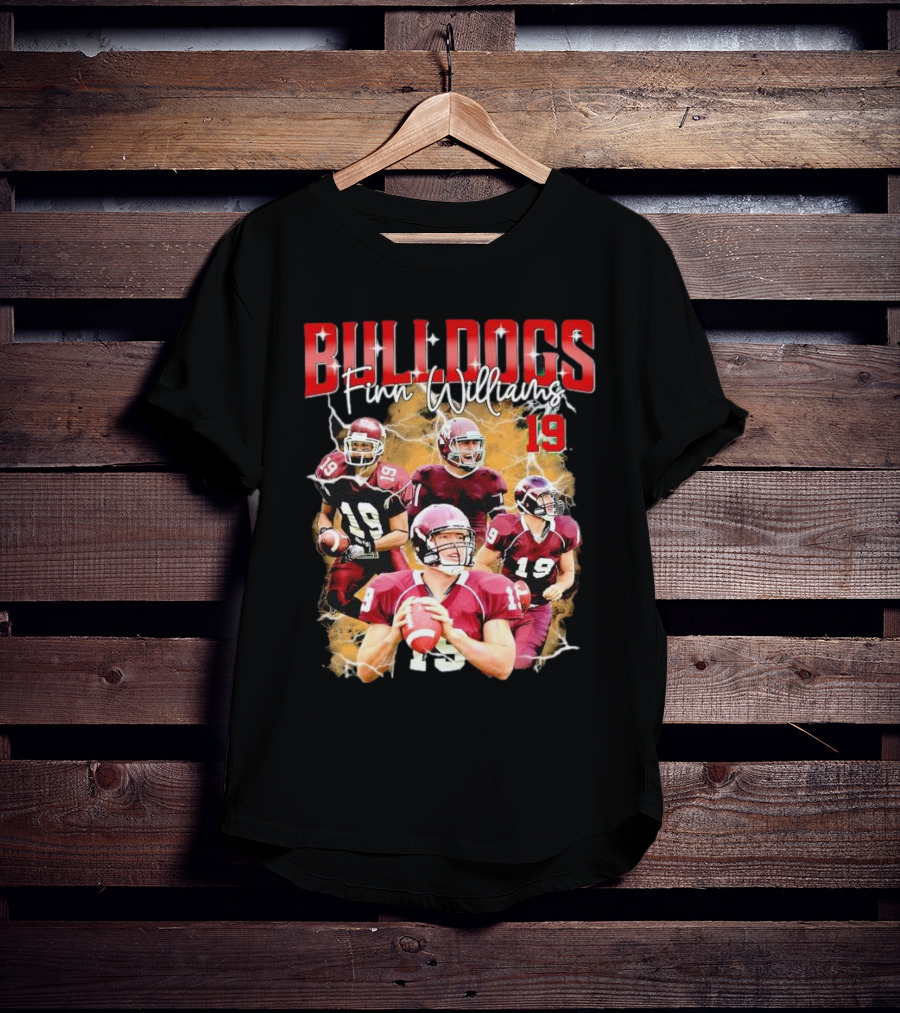 BULLDOGS Finn Williams 19 Football Quarterback Action T-Shirt