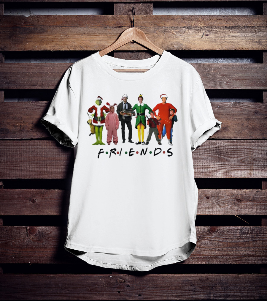 Friends Christmas Movie Character Costumes Grinch Elf Pink Bunny T-Shirt