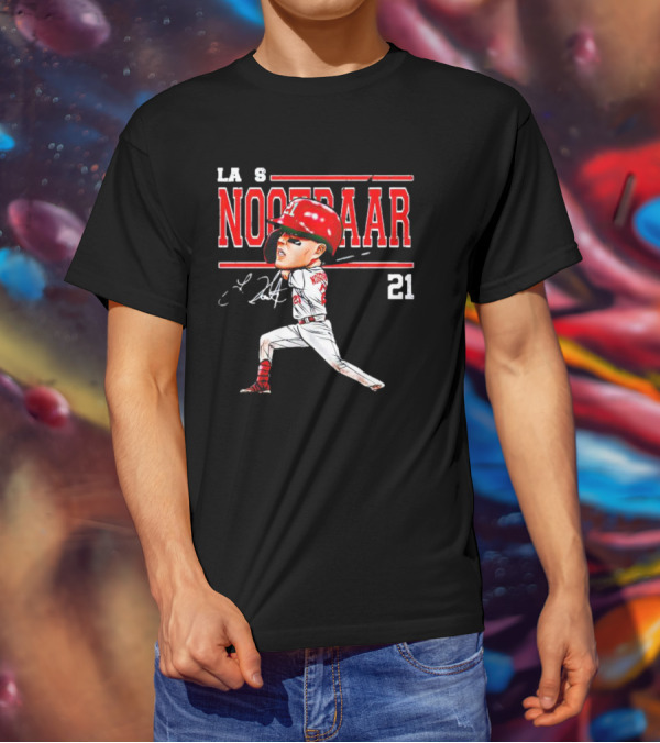 Lars Nootbaar St. Louis Baseball Cartoon Signature 21 T-Shirt