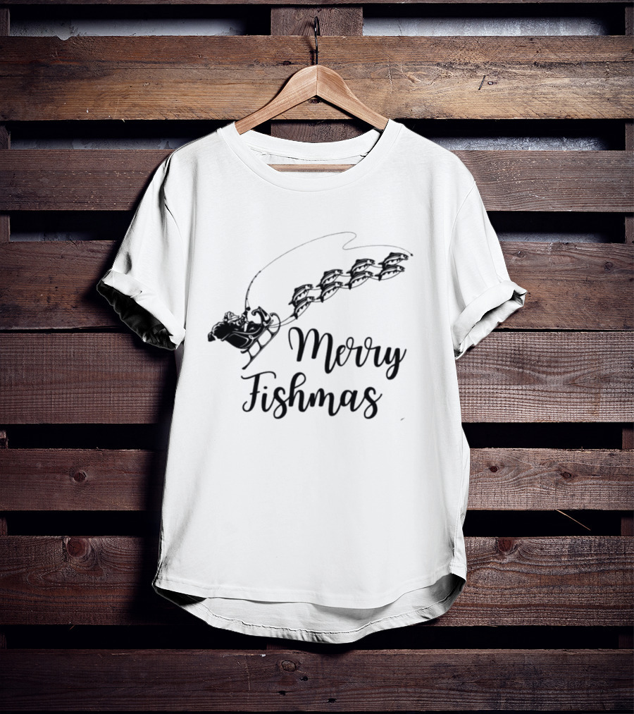 Merry Fishmas Sleigh With Fish Santa's Reindeer T-Shirt
