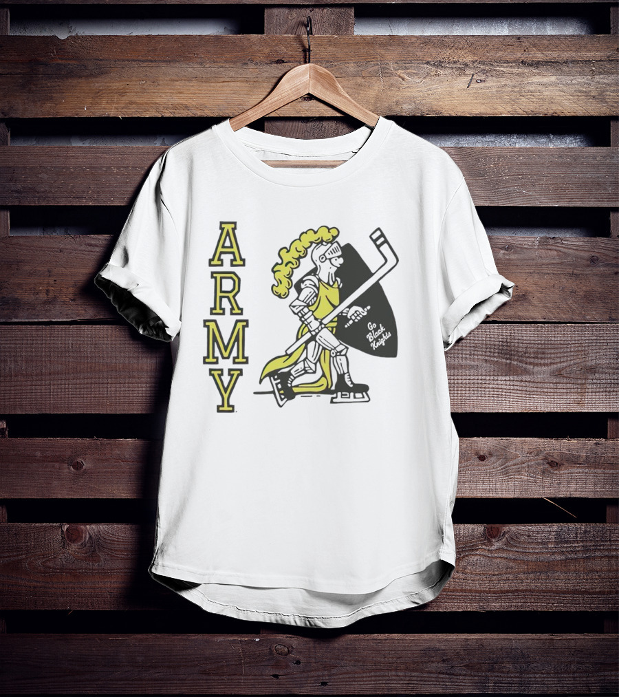 Army Hockey Go Black Knights Warrior Holding Hockey Stick T-Shirt