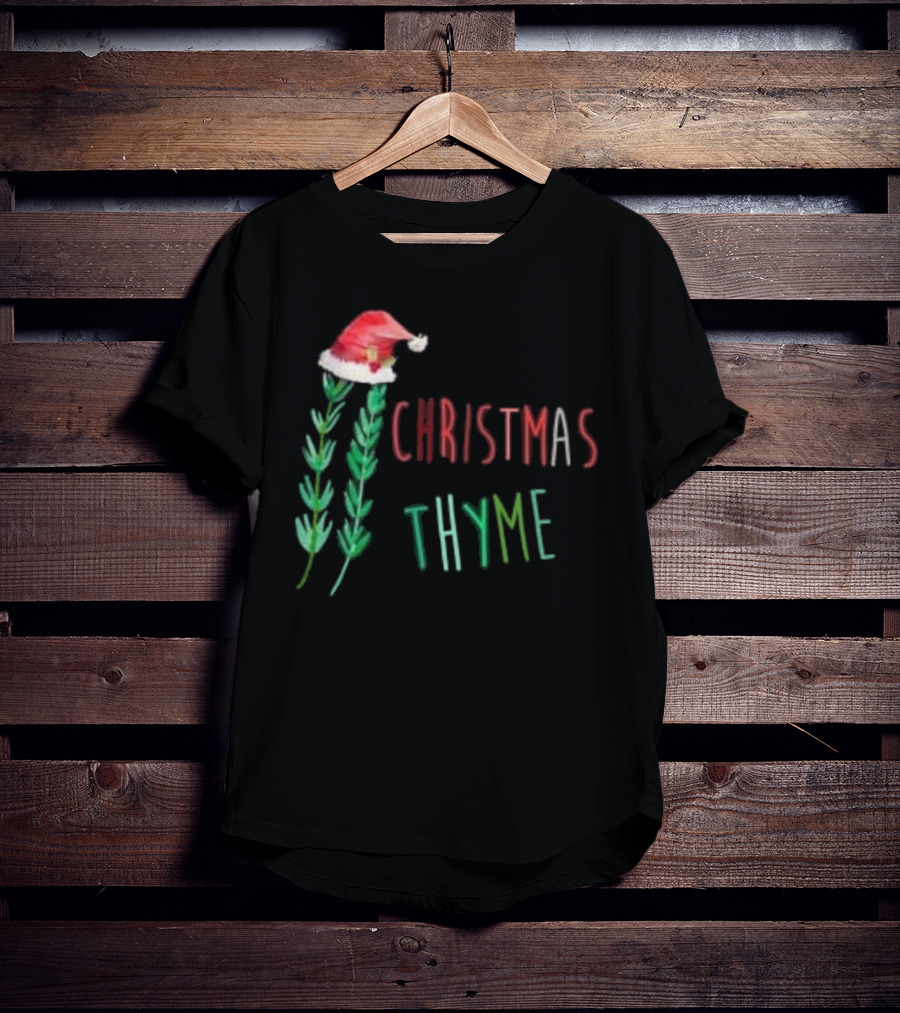 Christmas Thyme Santa Hat Herb Fun T-Shirt