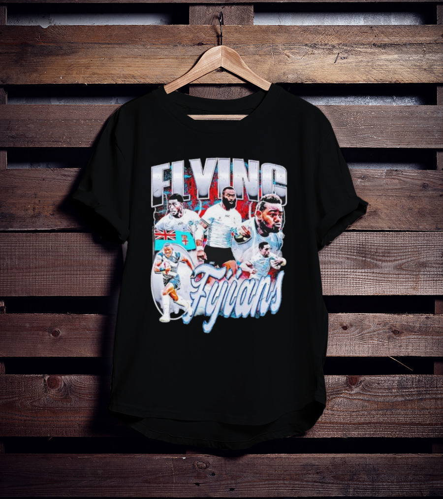 Flying Fijians Rugby Team Dynamic Tribute With Fiji Flag T-Shirt