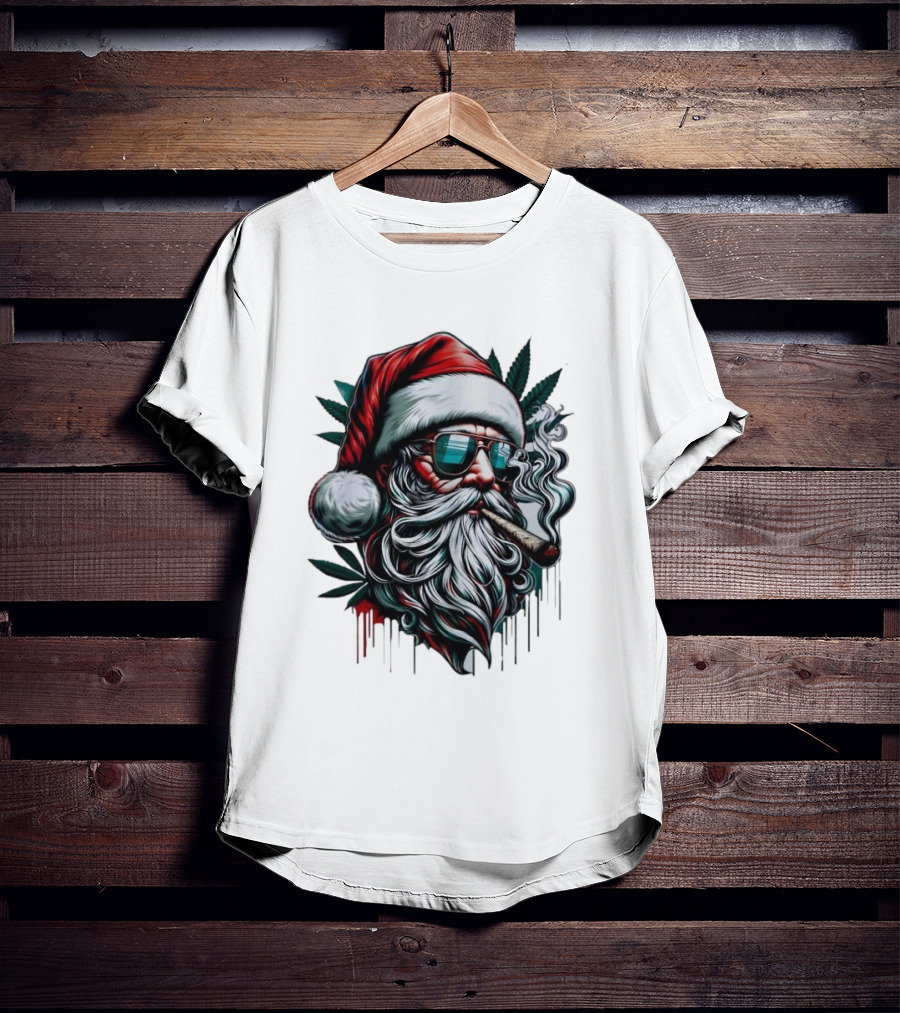 Santa Claus Smoking Weed Marijuana Christmas Holiday T-Shirt