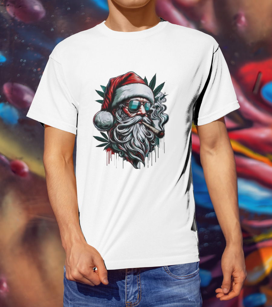 Santa Claus Smoking Weed Marijuana Christmas Holiday T-Shirt