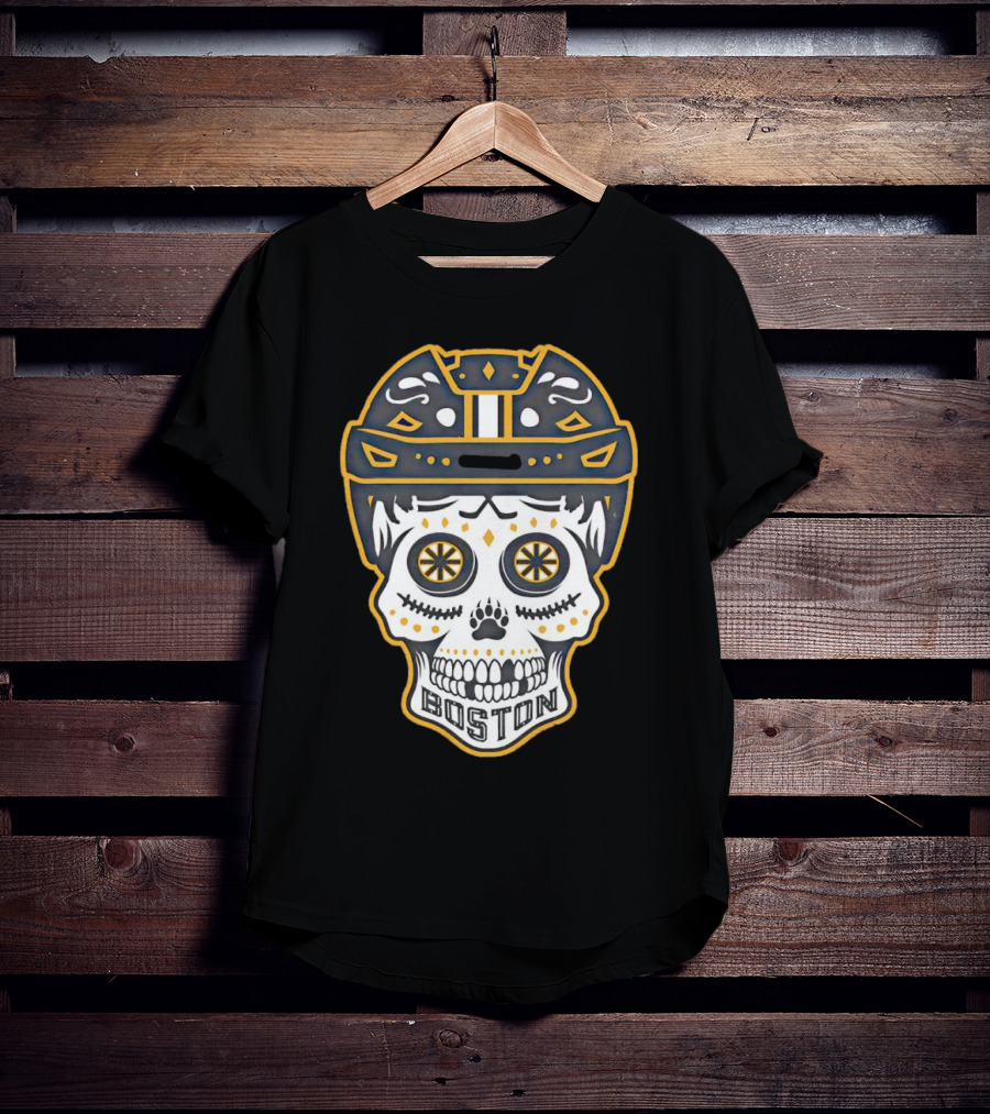 Boston Bruins Sugar Skull Helmet T-Shirt