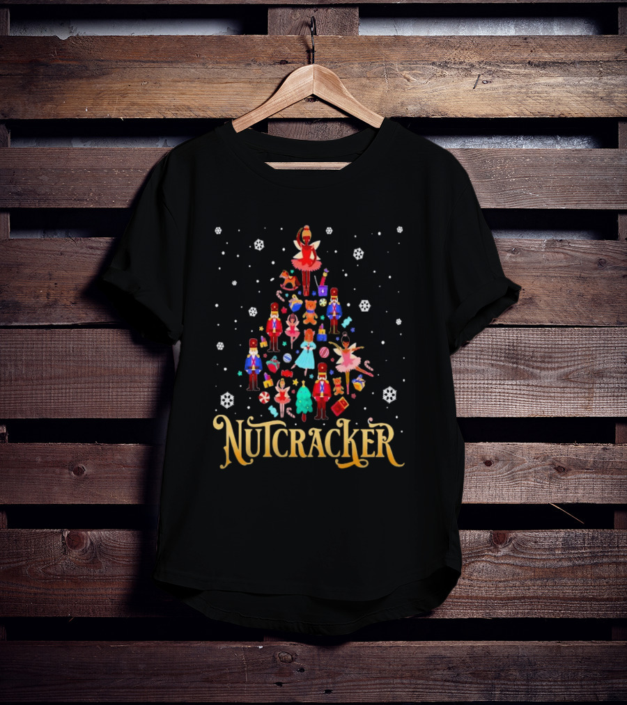 Nutcracker Characters Christmas Tree Ballet Holiday Scene T-Shirt