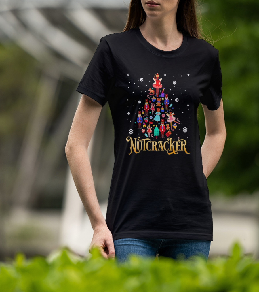 Nutcracker Characters Christmas Tree Ballet Holiday Scene T-Shirt