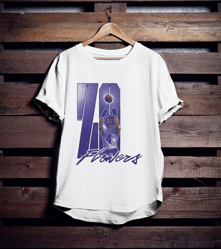 Zay Flowers Baltimore Football Catching Number 4 T-Shirt