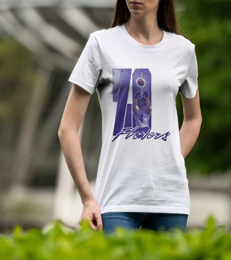 Zay Flowers Baltimore Football Catching Number 4 T-Shirt