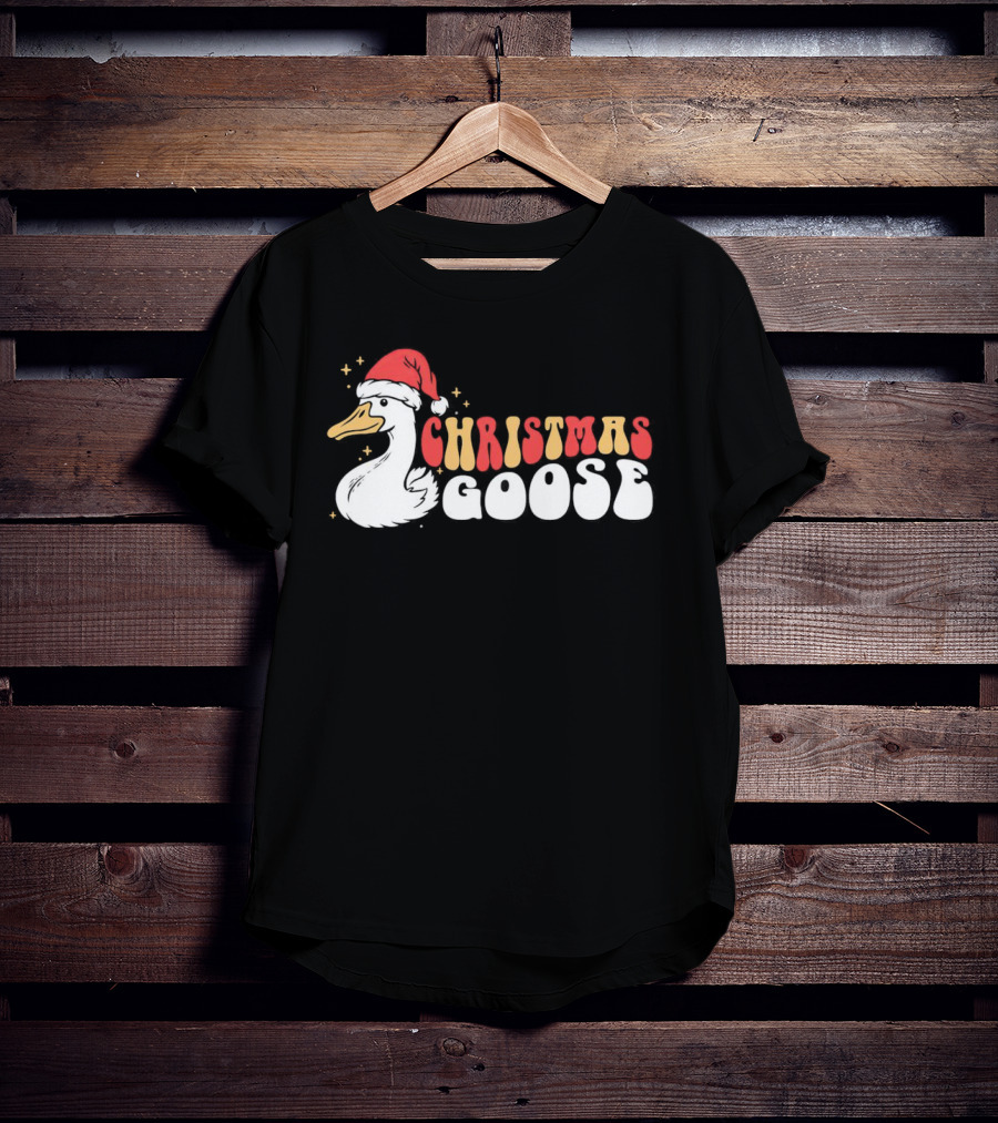 Christmas Goose Santa Hat Retro Holiday Duck T-Shirt
