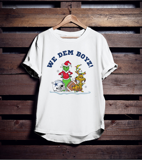 We Dem Boyz Grinch And Max Dallas Cowboys Christmas T-Shirt