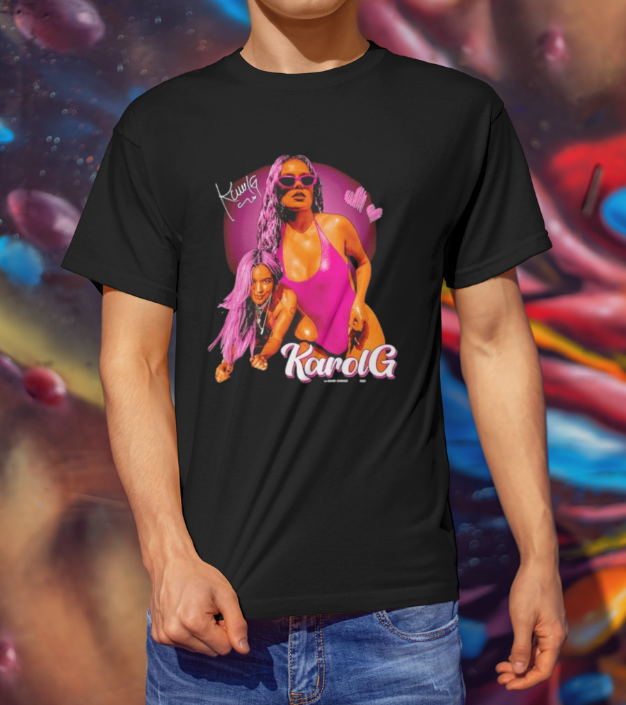 Karol G Signature Neon Pink Retro Style Fashion T-Shirt