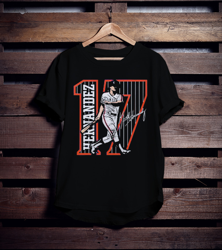 Hernandez 17 New York Signature Baseball Player T-Shirt