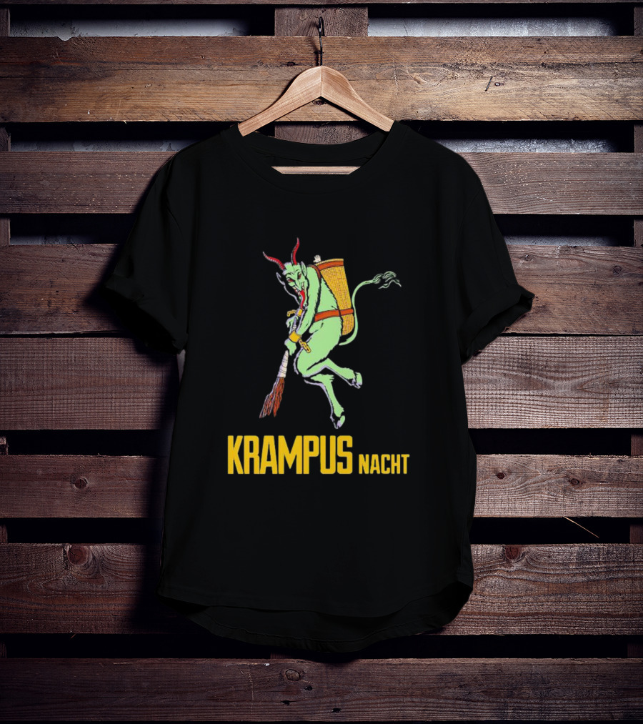 KRAMPUS NACHT Vintage Green Demon With Basket And Birch Bundle T-Shirt