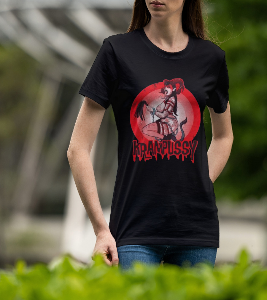 Krampussy Demon Woman With Whip And Chains T-Shirt