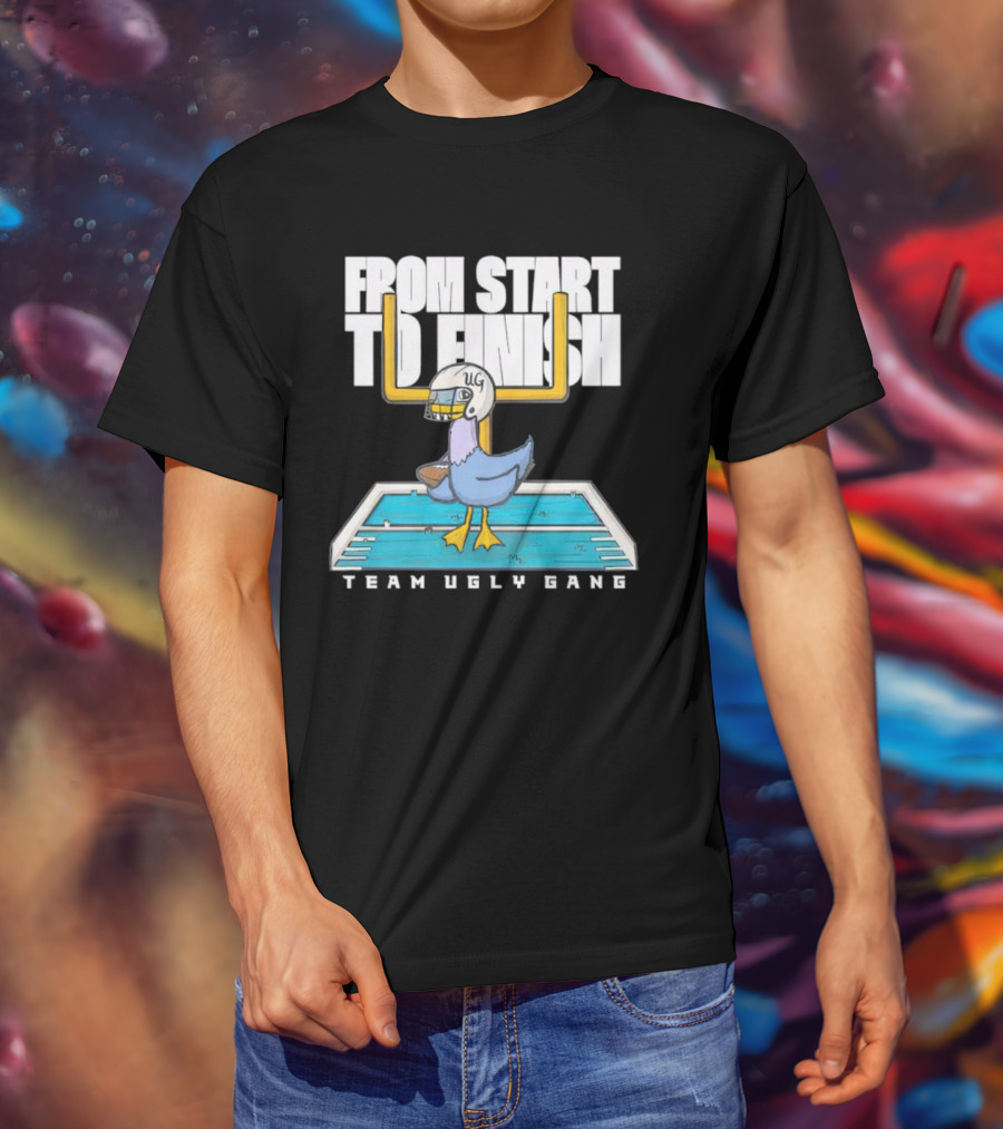 From Start To Finish Team Ugly Gang Duck Football Helmet T-Shirt