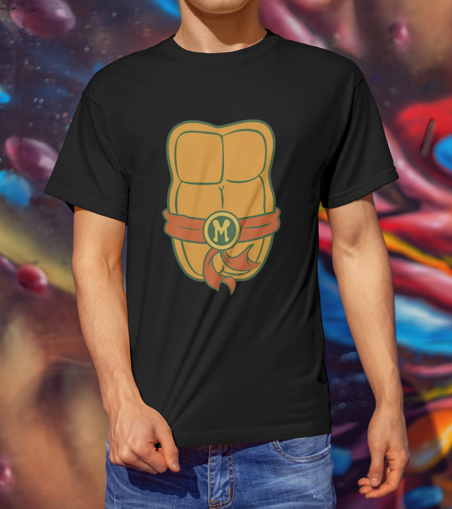 Michelangelo Turtle Shell Chest Ninja Belt M T-Shirt