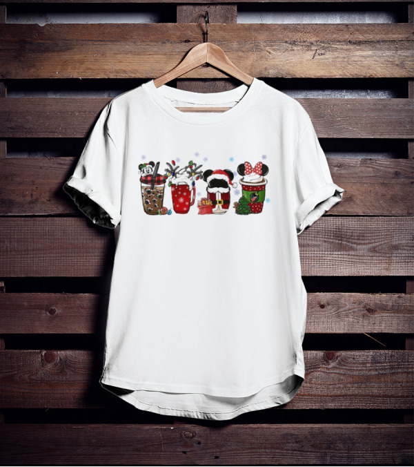 Mickey Mouse Christmas Drinks With Holiday Decorations T-Shirt