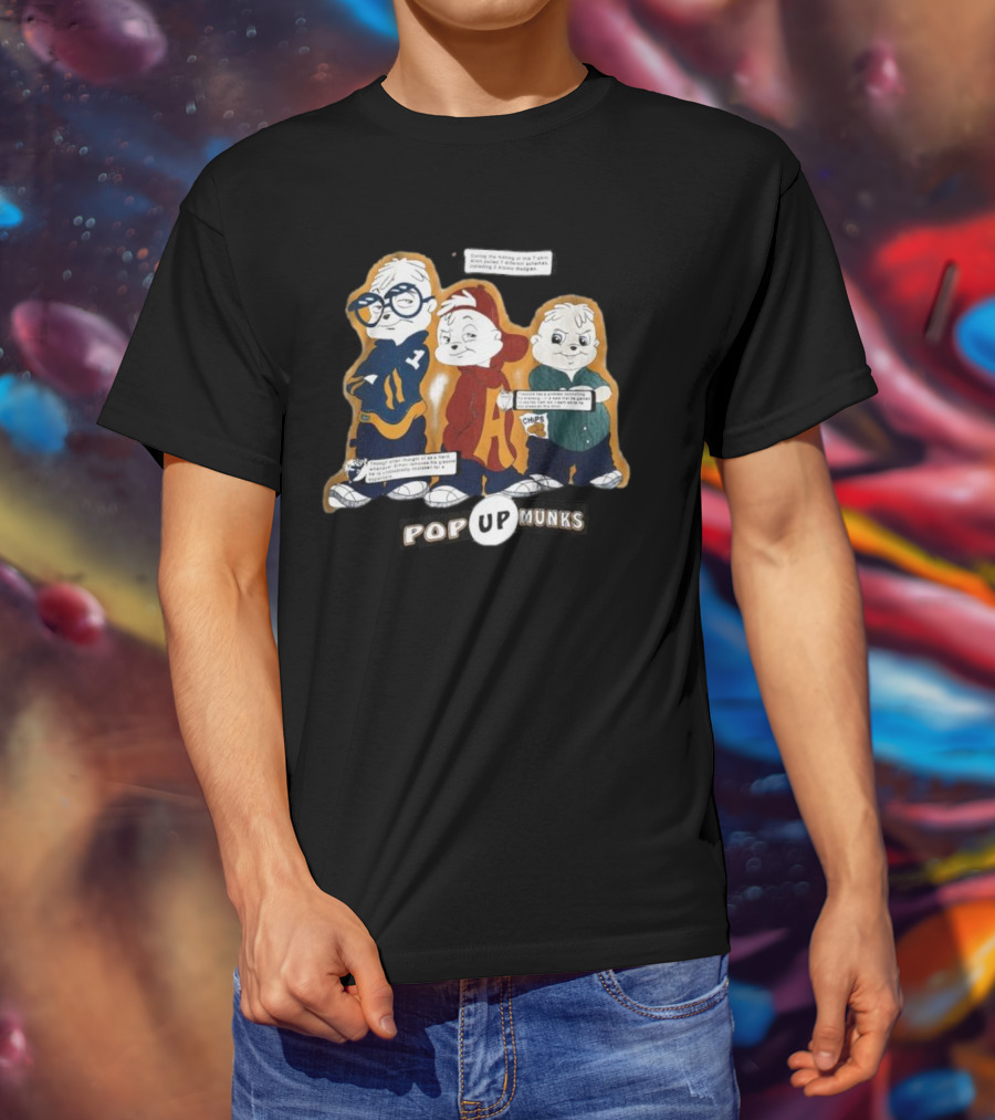 Pop Up Munks Chipmunks Trio Retro Cartoons T-Shirt