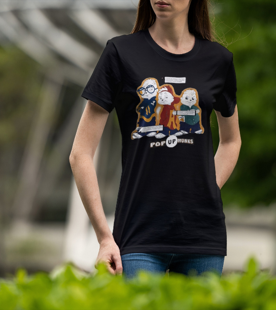 Pop Up Munks Chipmunks Trio Retro Cartoons T-Shirt