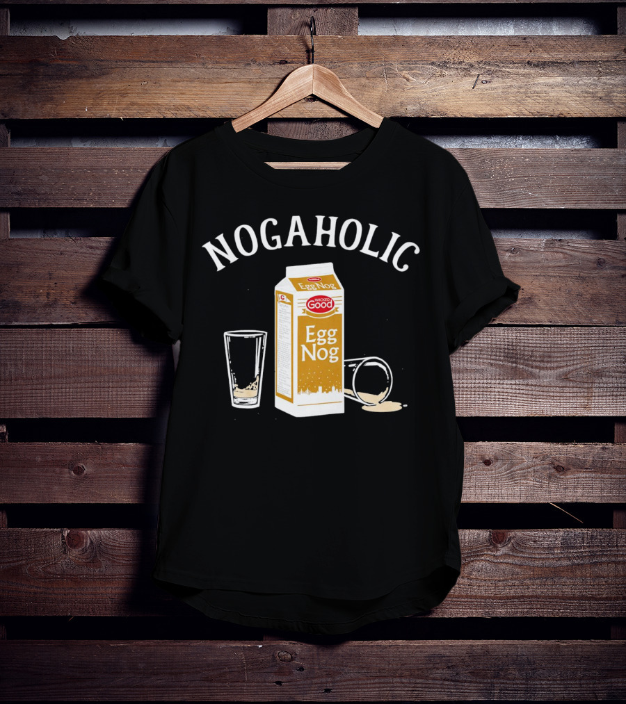 Nogaholic Wicked Good Egg Nog Carton And Glasses T-Shirt