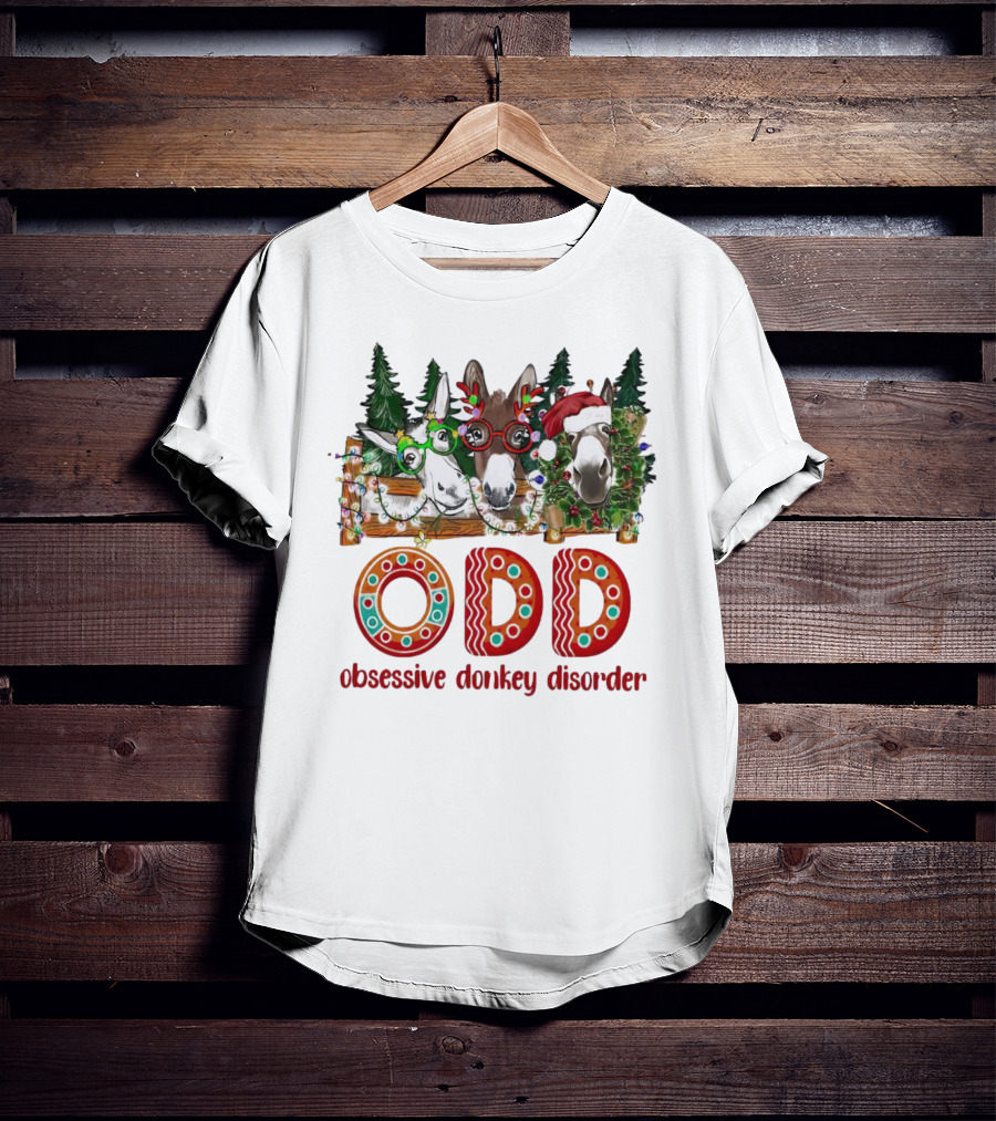 ODD Obsessive Donkey Disorder Christmas Holiday Donkeys With Festive Decorations T-Shirt
