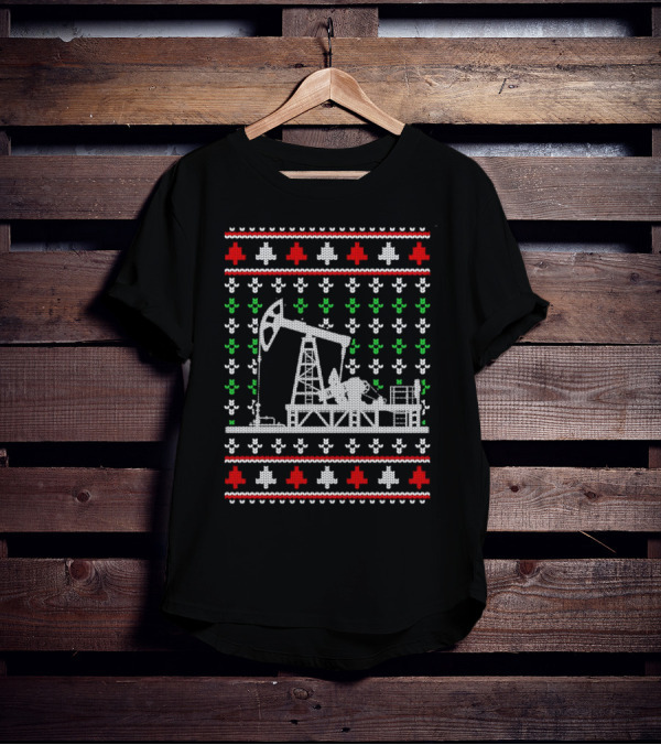 Oil Rig Pump Drill Christmas Knitted T-Shirt