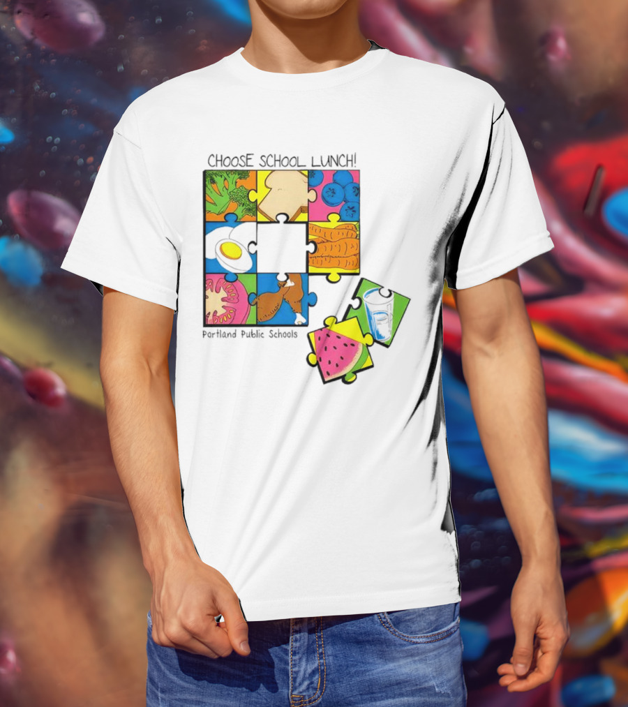 Choose School Lunch Puzzle Portland Public Schools Food Elements T-Shirt
