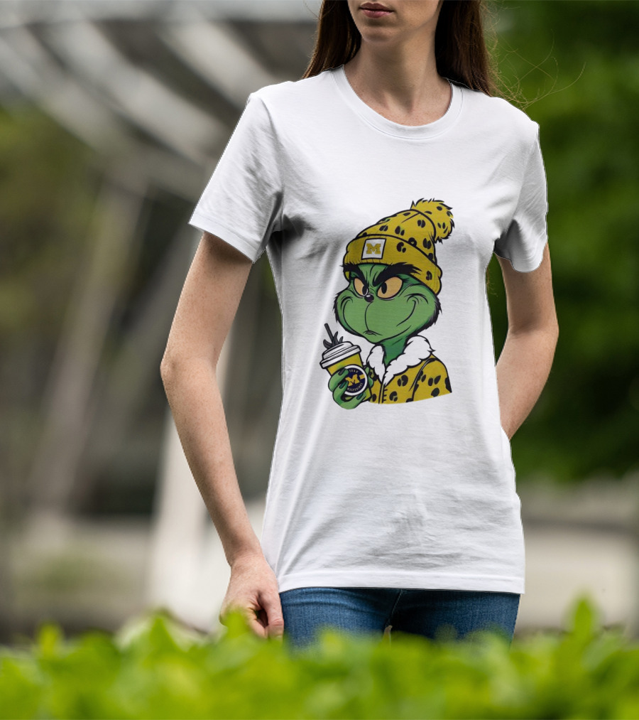 Grinch Boujee Michigan Wolverines M Logo Winter Outfit Coffee Cup T-Shirt