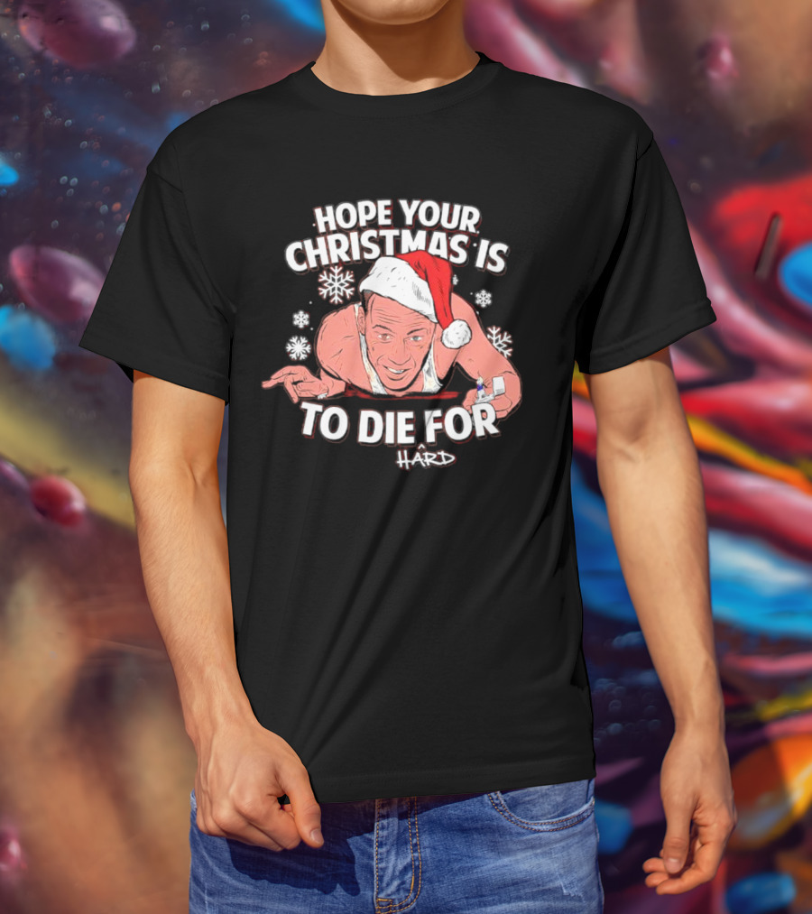 Hope Your Christmas Is To Die Hard Snowflakes Santa Hat Candle T-Shirt