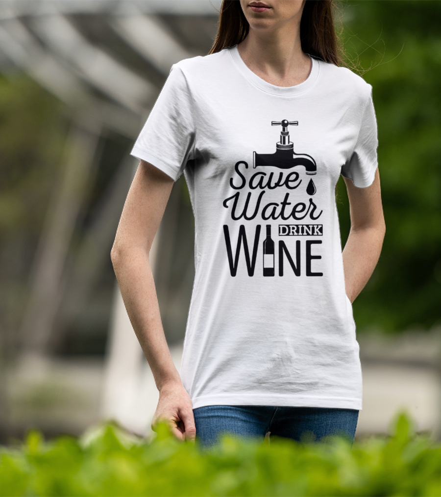 Save Water Drink Wine With Faucet And Bottle T-Shirt
