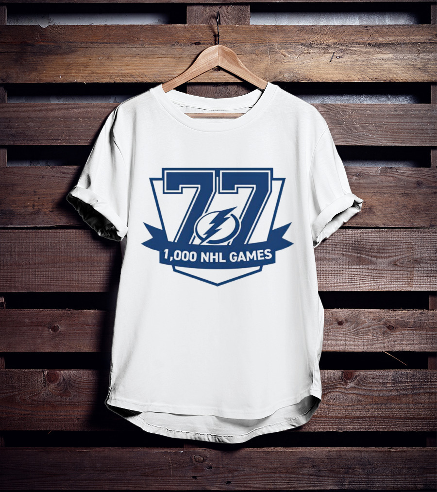 Tampa Bay Lightning 77 1000 NHL Games T-Shirt