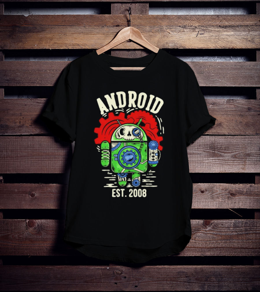 Android Steampunk Robot Skull Gear EST. 2008 T-Shirt