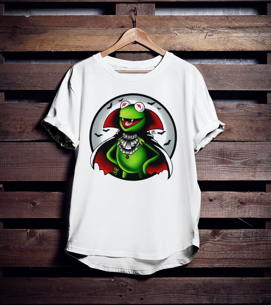 Vampire Kermit The Frog Moon Bats Cloaked Character T-Shirt
