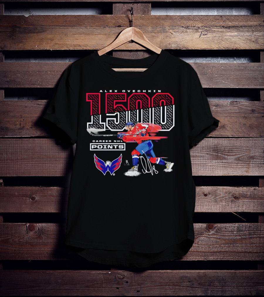 Alex Ovechkin 1500 Career NHL Points Washington Capitals Hockey Achievement T-Shirt