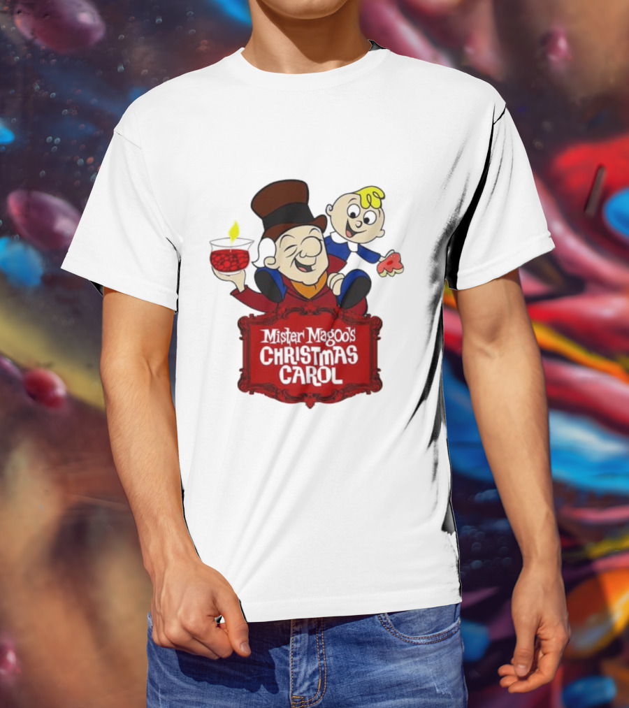 Mister Magoo's Christmas Carol Cartoon Illustration With Festive Characters T-Shirt