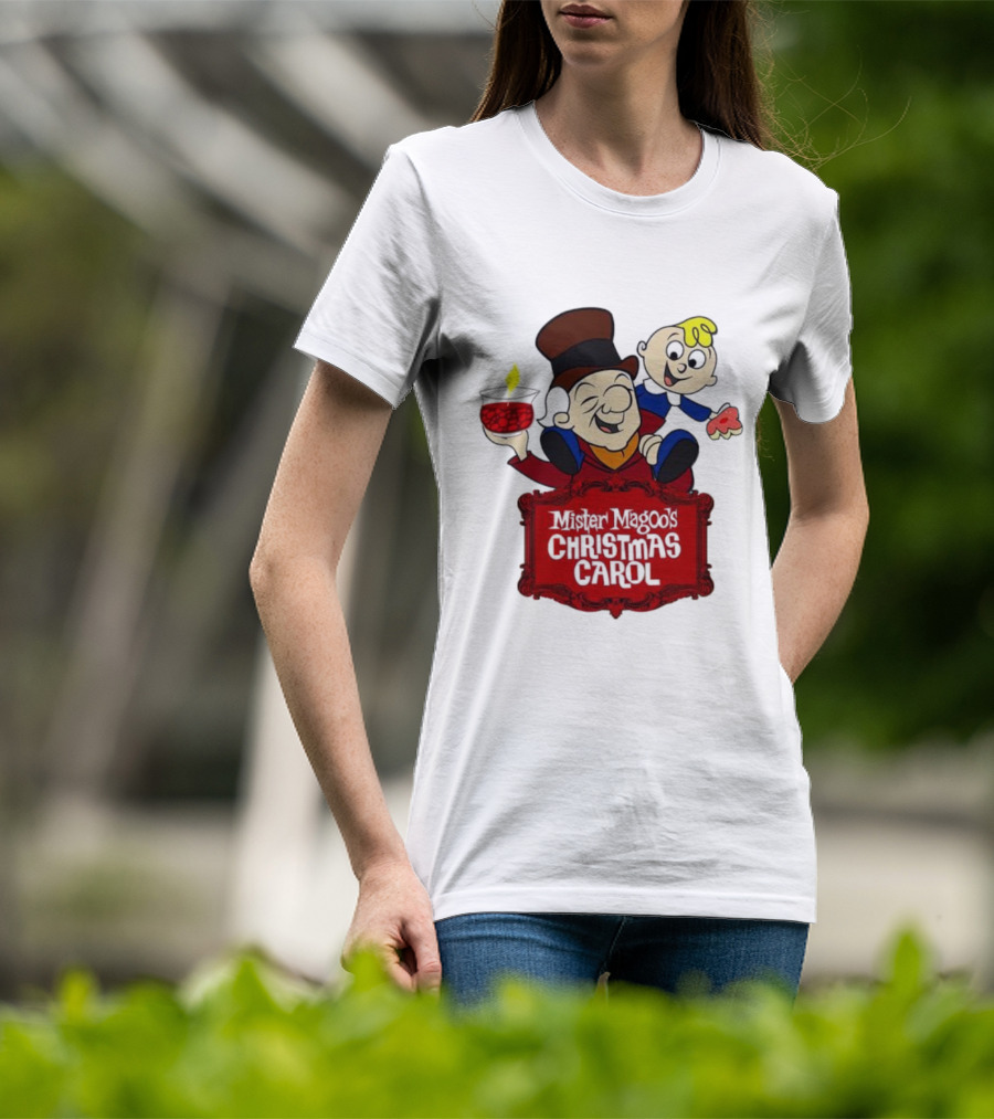 Mister Magoo's Christmas Carol Cartoon Illustration With Festive Characters T-Shirt